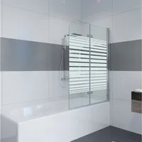 IMPTS Badewannenaufsatz Duschwand für Badewanne Faltwand Duschtrennwand, Glas Alu, (2 tlg., 2 TLG), Duschabtrennung für Badewanne