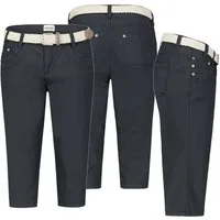 SUBLEVEL Bermudas Damen Short Bermuda 3/4 Hose Sommer Chino Stoff Hose mit Gürtel Capri