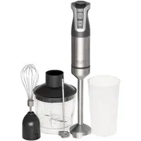 ADLER EUROPE Stabmixer AD 4627g Handmixer Set 20 Geschwindigkeitsstufen Turbo Funktion, 1800 W, Zerkleinerer, Schneebesen, Messbecher und Milchaufschäumer grau