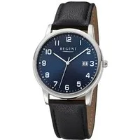 Regent Quarzuhr W0251 - 1975.78.14, Armbanduhr, Herrenuhr, Damenuhr, Datum, Lederimitat-Armband
