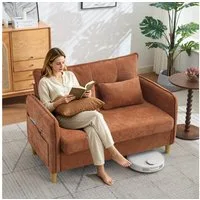 ANYSUN 2-Sitzer Polstersofa,127 cm 2-Seater Sofa, mit Armlehnen, Chenille Sofa, kleines Sofa for Office, mit Seitentaschen, Zweisitzer Sofa für Wohnzimmer, Büros oder kleine Apartments