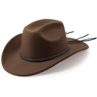 Bwecuy Cowboyhut Vintage Western-Cowboyhut, Unisex breitkrempiger Filzhut, Outdoor-Sonnenschutzhut