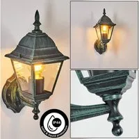 hofstein Außen-Wandleuchte Wandlampe in antikem Look aus Metall/Glas in Schwarz-Grün/Klar, ohne Leuchtmittel, im klassischen Landhaus-Stil, Außenleuchte für Terrasse, 1x E27, IP44