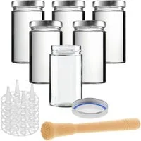 mikken Fermentationsglas Fermentieren Starter Set 6 Fermentiergläser 720 ml, (Start-Set zum Fermentieren mit 6 Gläsern, 6er Set zum Fementieren), Made in Europe