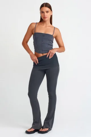 Damen Hochtaillierte Jersey Schlaghosen