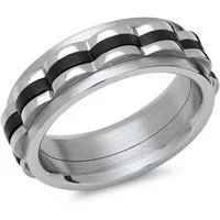 Unique Fingerring Anti Stress Ring mit Spinning Tool und schwarzen Details R5047