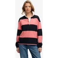 Superdry Langarm-Poloshirt HERITAGE STRIPE RUGBY TOP Oversize-Passform, aus Baumwolle und Single Jersey, mit Polokragen