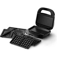 Philips Sandwichmaker 5000 Series HD2350/80, mit 3 austauschbaren Plattensätzen, 750 W, gleichmäßiges Aufheizen, kompakte Aufbewahrung, Schwarz / Silber