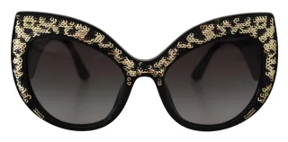 Dolce & Gabbana Black Gold Paillettenschmetterling Polarisierende DG4326 Damen Sonnenbrille