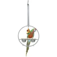 Montana Cages Vogelkäfig Playring Hängender Papageien-Freisitz, Ø 60cm, Länge 120cm, robust, Pulverbeschichtet, ungiftig, ideal für Schaukeln und Spielen