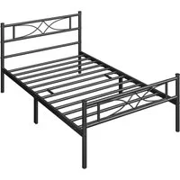 Yaheetech Metallbett Bettgestell, Bettrahmen mit Kopfteil Gästebett mit Lattenrost für Schlafzimmer