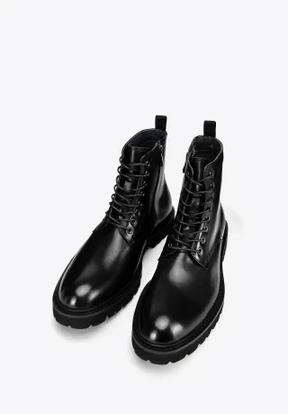 Wittchen Herren-Schnürstiefel aus schwarzem Naturleder