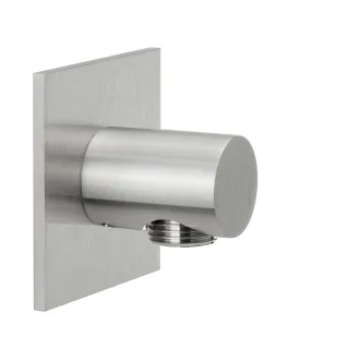 Herzbach spa ix Brauseanschlussbogen rund rosette 70 eckig, Edelstahl matt gebürstet, 17.995100.2.09 17.995100.2.09