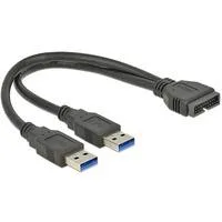 USB 3.2 Gen 1 Adapter, USB Pfostenstecker > 2x USB-A Stecker schwarz