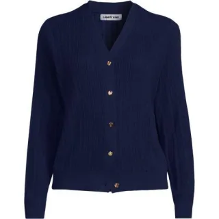 Rippstrick-Cardigan mit Seide in Petite-Größe, Damen, size: petite, Rot, Baumwolle/Seide/Nylon, by Lands' End