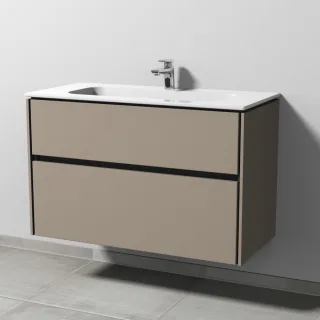 Sanipa Twiga Keramik-Set Design mit 2 Auszügen, Sandgrau-Matt, SL24167 SL24167