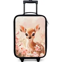 NoBoringSuitcases.com© Kinderkoffer mit leuchtende Räder - Hirsche - Augen - Punkte - Blumen, 2 Rollen, Kinder Koffer Klein, Trolley Handgepäck, Reisekoffer