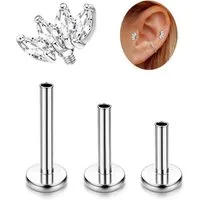 Adramata Piercing-Set G23 Titan Helix Tragus Piercings Innengewinde Labret Lippenpiercing