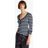 Tommy Hilfiger Langarmshirt SLIM HENLEY GB SCOOP-NK LS mit Rippenstruktur, mit Metalllabel