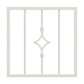 Fenstergitter Weiß, Premium Hamburg Stahl, Weiß RAL 9010, 440 x 440 mm, Laibungsmontage, individuell konfigurieren