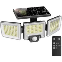 Novostella LED Solarleuchte Solarleuchte LED Solarlampe Fluter für Außen Garten 3-Kopf / 4-Kopf, LED fest integriert, Kaltweiß, mit Bewegungsmelder