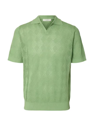 SELECTED MEN - SLHARCO SS KNIT STRUCTURE OPEN POLO Aspen Green - Gr. - XXL