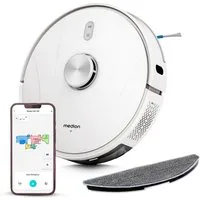 Medion® Saugroboter Saugroboter MEDION X41 SW (MD11916), beutellos, 2in1 Saugen Wischen, Lasernavigation, max. 72 dB, 8000Pa, 0,3L, APP