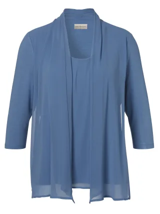 Via Appia - Bluse 2 in 1 Rundhals 3/4 Arm bleu - Gr. - 40