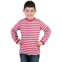 Funny Fashion Kostüm Ringelshirt Kind rot-weiss