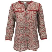 Guru-Shop Longbluse Handbedruckte Bohobluse, luftige Baumwollbluse.. alternative Bekleidung
