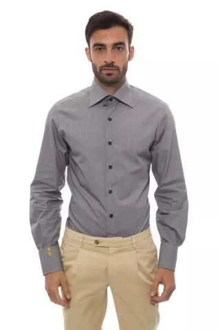 Billionaire Italian Couture Schwarzes Baumwollhemd für Herren