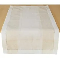 matches21 HOME & HOBBY Tischdecke Tischläufer ALMA Leinenoptik mit Hohlsaum Polyester beige 50 x 100 cm (1-tlg), Pflegeleicht & waschbar bei 30 °C