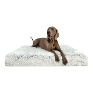 Tierlando PITT Shaggy ORTHO PLUS - Orthopädische Hundematratze weiß/ grau 1,2 m, 13 cm, 90 cm