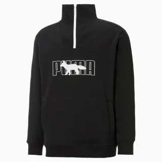 Puma x Maison Kitsune Langarm Herren Halbzip schwarzes Sweatshirt 532322 01
