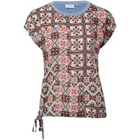 comma Kurzarmshirt T-Shirt Blusenshirt im Fabricmix mit Knotendetail