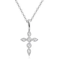 ROUGEMONT Kette mit Anhänger Funkelnde Moissanit Kreuz Halskette 925 Silber Unisex, Echtschmuck