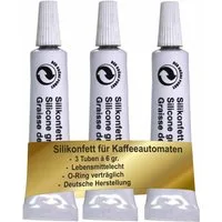 RENZ Brühsieb Silikonfett für Kaffeevollautomaten 3 Tuben à 6g, Silikonfett, (Lebensmittelecht für Brühgruppe Dichtung O-Ring, 1-St), passend für Brüheinheiten von Jura Saeco DeLonghi Melitta Philips uvm