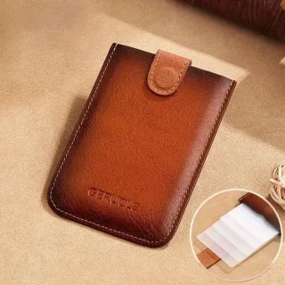 Ekphero Men's Card Holder Genuine Leather Portable Credit Card Case Storage Magnetic Suction Card Holder Simple Thin Ban