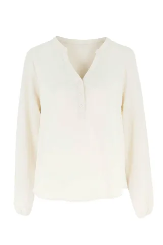 signe nature - Bluse mit Stehkragen beige - Gr. - 38