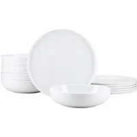 CreaTable Tafelservice Session, Service, Teller-Set, 12-tlg. (12-tlg), 6 Personen, Porzellan, Teller ohne Fahne mit großem Spiegel, Elegantes Rillenrelief