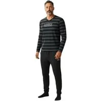 Mexx Pyjama Herren Pyjamaset Schlafanzug V-Ausschnitt LOGO Nachtwäsche Schwarz (2 tlg)