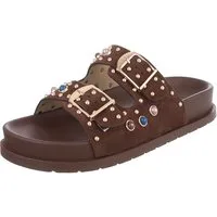 Ital-Design Damen Sandalen mit Schnallen und Zierdetails Pantolette (91849359) Keilabsatz/Wedge Pantoletten in Braun