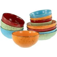 CreaTable Schale Nature Collection, Bowl Set 12-tlg, Steinzeug, (Set, 12-tlg), Handwerklicher Look, Vintage