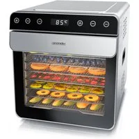 Arendo Dörrautomat Edelstahl, Temperaturregler von 35° bis 85°C, Dörrgerät, Dehydrator, 700 W, 8 Etagen, Obst, Fisch, Fleisch Dörrapparat, Obsttrockner, Timer 0,5-24 Stunden