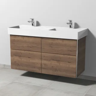 Sanipa 3way Waschtischunterbau zu Duravit Dura Square Waschtisch mit 4 Auszügen, Eiche-Tabak BR42250