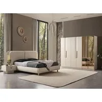 JulietHome Schlafzimmer-Set Duru, (Set, Kleiderschrank, Boxspringbett, 2 Nachttische, Schminktisch), Integrierte Bettlampen