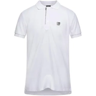 Diesel T-Harry Weißes Poloshirt mit Reißverschluss