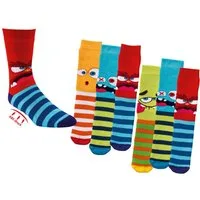 Wowerat ABS-Socken 3 Paar Kinder Stoppersocken Lustige Monster, Vollfrottee ABS Socken