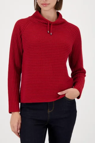 monari - Strickpullover mit Stehkragen chimney red - Gr. - 42