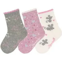 Sterntaler® Feinsöckchen Socken 3er-Pack Katze (3-Paar, 3er-Pack) Socken 3er-Pack hoher Baumwollanteil, süße Motive, weich & elastisch